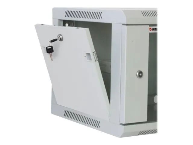Intellinet Network Cabinet, Wall Mount (Standard), 6U, Usable Depth 350mm/Width 540mm, Grey, Assembled, Max 60kg, Metal & Glass Door, Back Panel, Removeable Sides, Suitable also for use on desk or floor, 19",Parts for wall install (eg screws/rawl plu