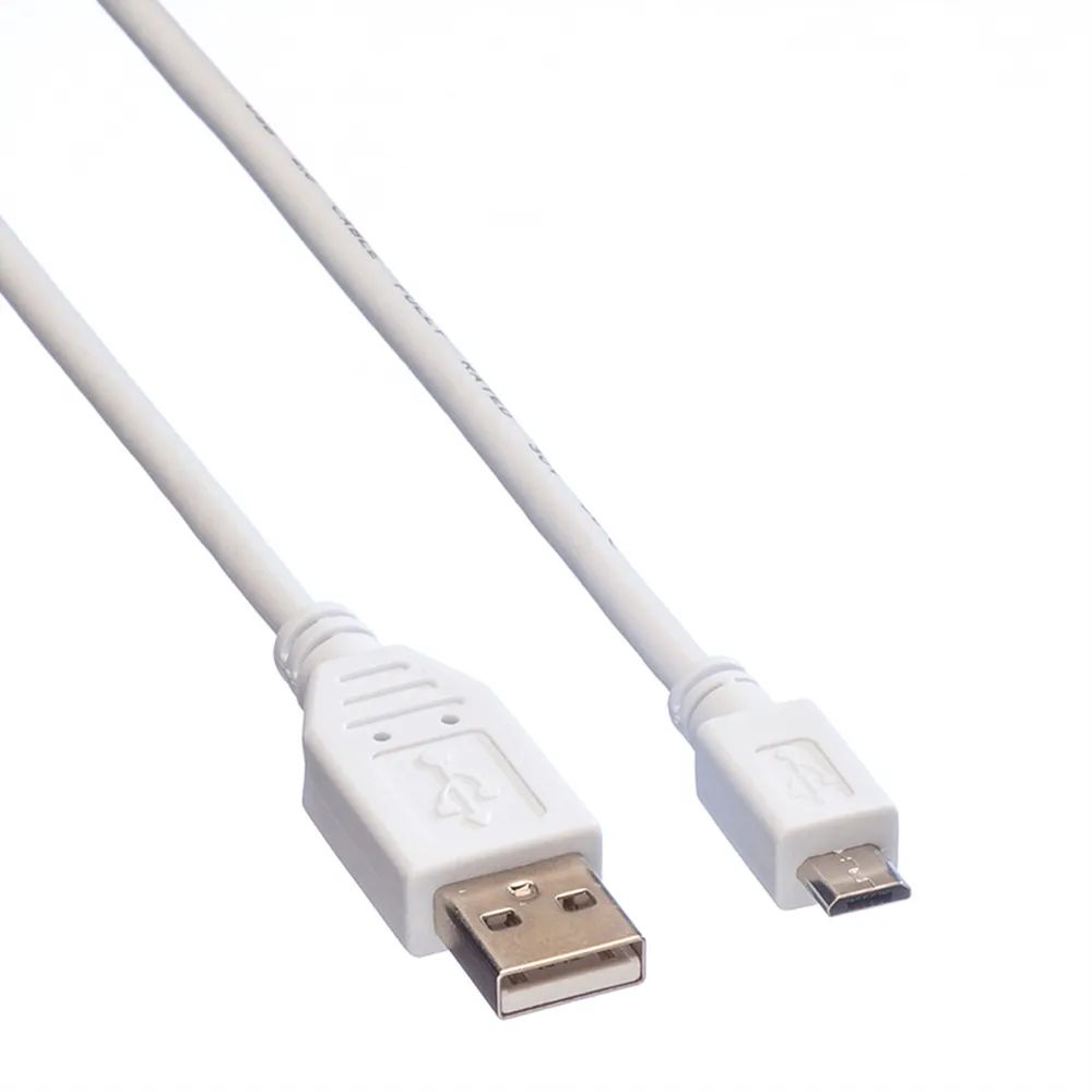 VALUE USB 2.0 Kabel, USB A ST - Micro USB B ST, weiß, 0,15 m
