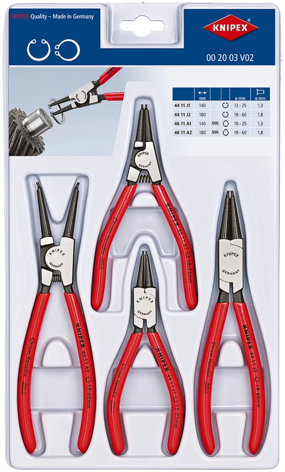 KNIPEX Sicherungsringzangen-Set 4-teilig