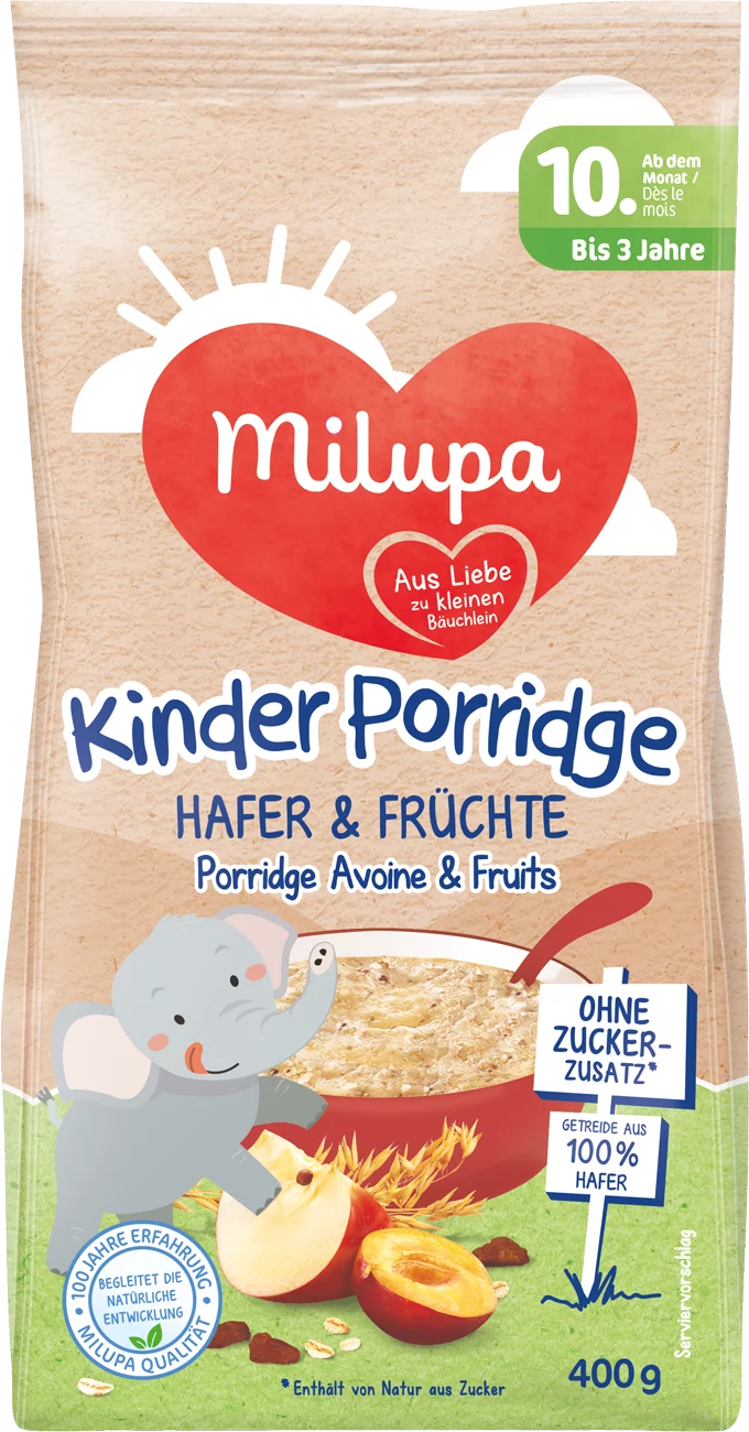 Milupa Kinder Porridge Hafer & Früchte 400G