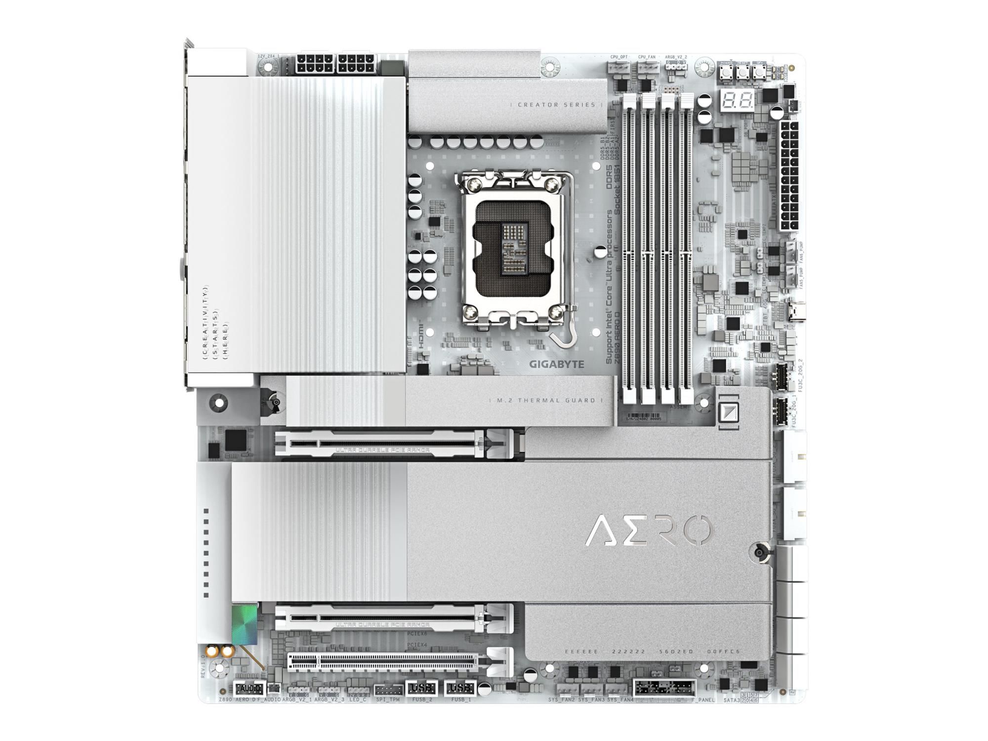 Gigabyte Z890 AERO D - Motherboard - ATX - LGA1851-Sockel - Z890 Chipsatz - USB 3.2 Gen 2, USB 3.2 Gen 1, USB4 - 2 x 2.5 Gigabit LAN, Bluetooth, Wi-Fi 7 - Onboard-Grafik (CPU erforderlich)