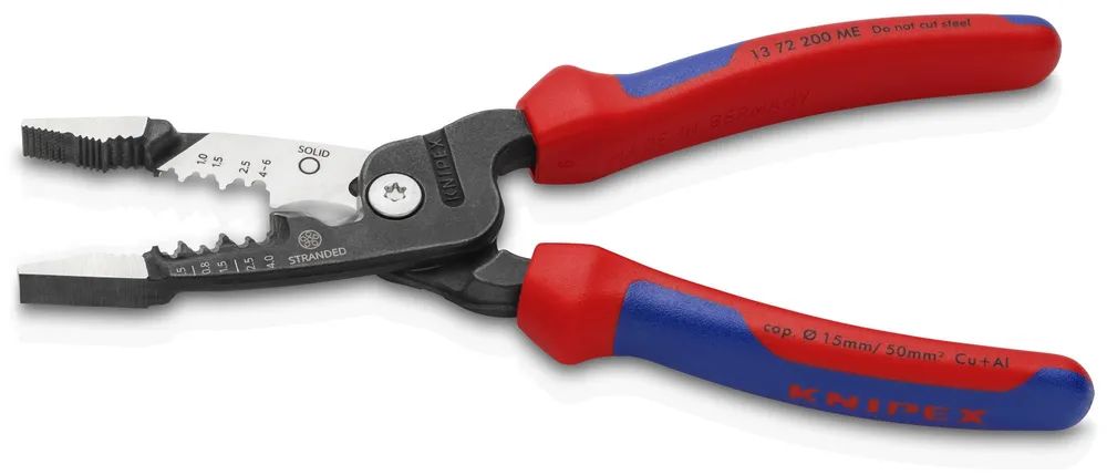 KNIPEX Multifunktions-Elektrikerzange metrisches Modell mit Mehrkomponenten-Hüllen schwarz atramentiert 200 mm