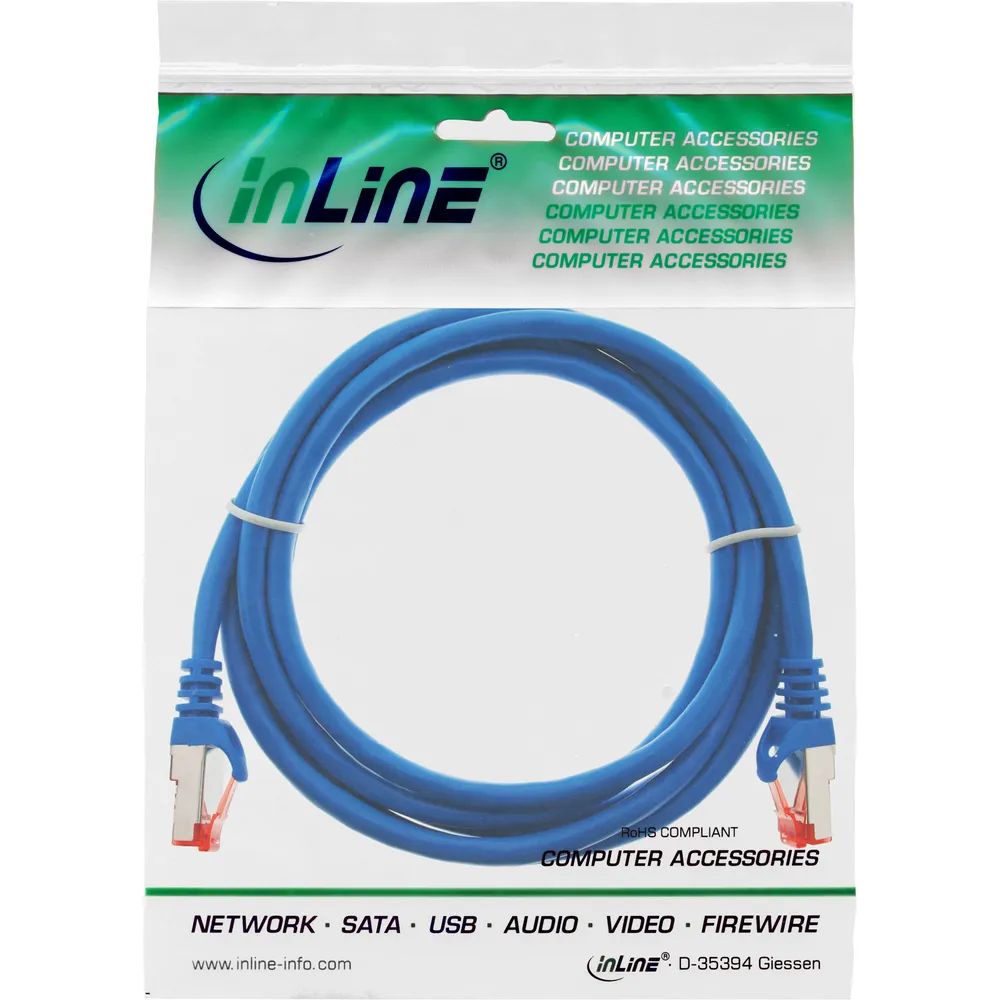InLine Patchkabel - S/FTP (PiMf) - Cat.6 - 250MHz - PVC - Kupfer - blau - 0,5m