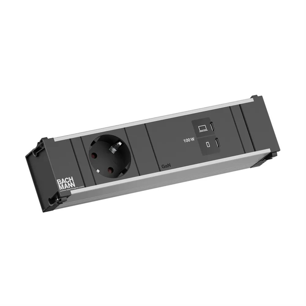 BACHMANN CONI 1xCEE7/3, 1xUSB C/C 100W L=0,2m