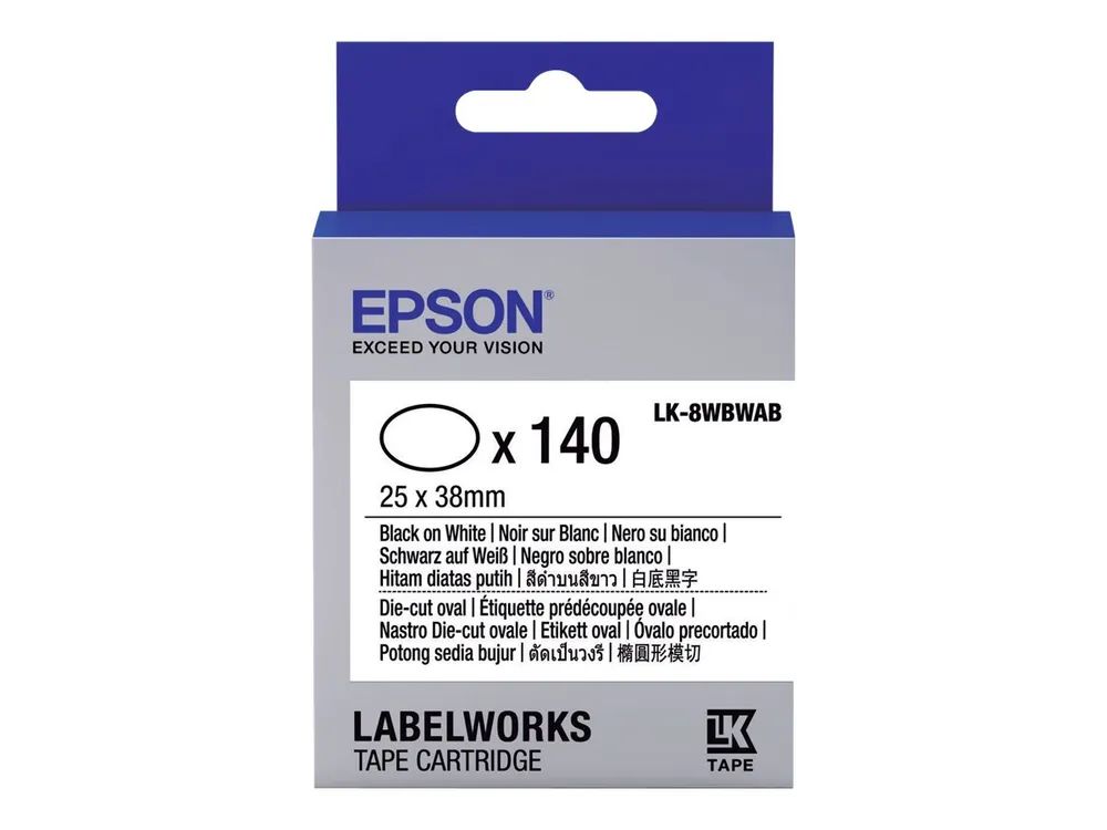 Epson LabelWorks LK-8WBWAB - Schwarz auf Weiß - 25 x 38 mm 140 Etikett(en) (1 Rolle(n)