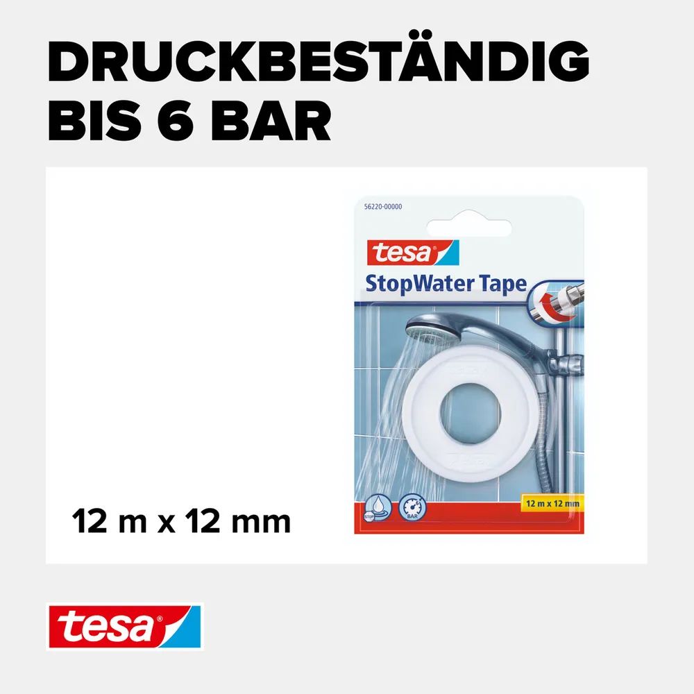 tesa® Stopwater Tape 12 m x 12 mm, gegen Feuchtigkeit