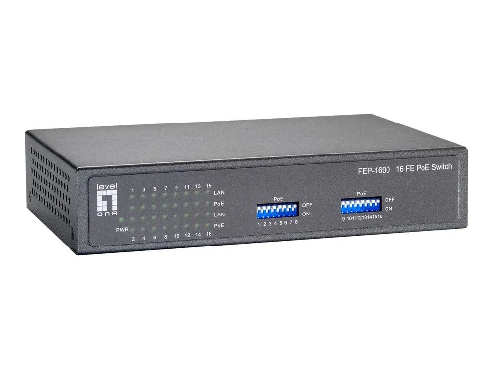 LevelOne FEP-1600W90 - Switch - 16 x 10/100 (PoE)