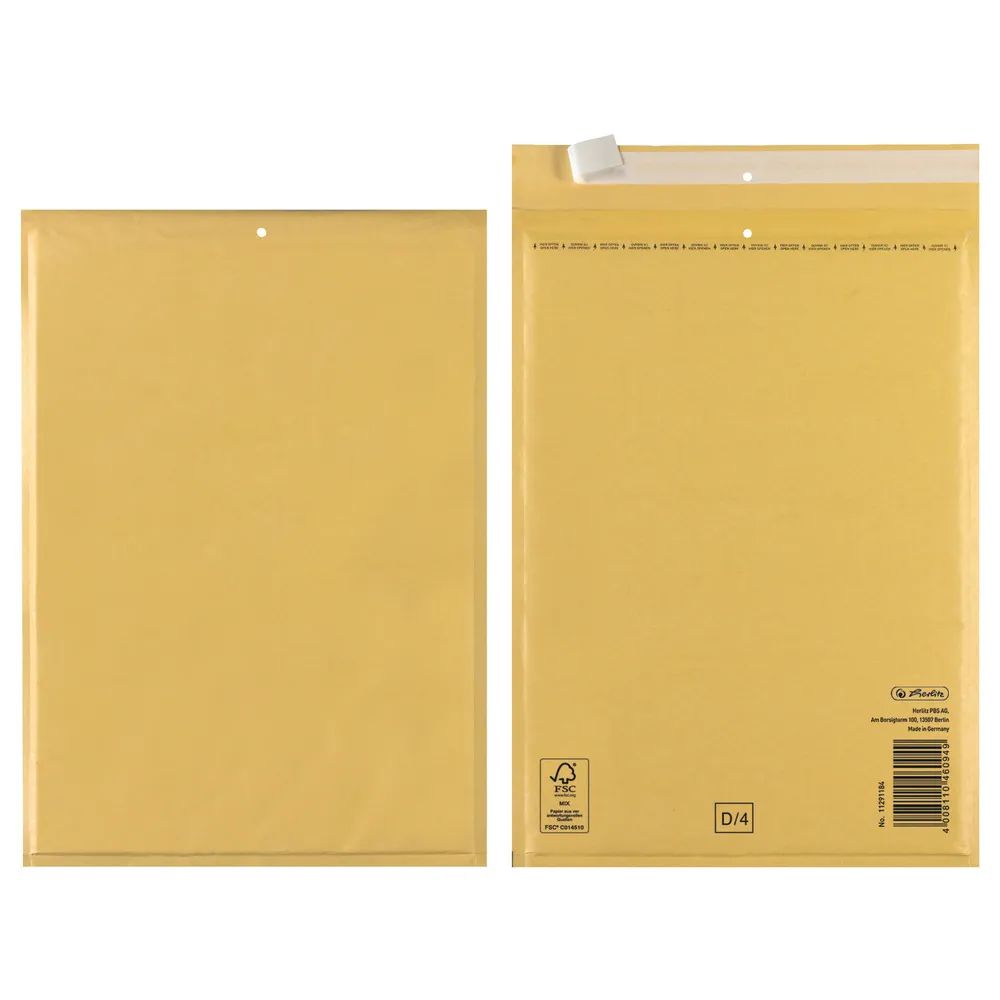 herlitz Luftpolstertasche D 20x27 cm haftklebend braun FSC Mix 3er Packung