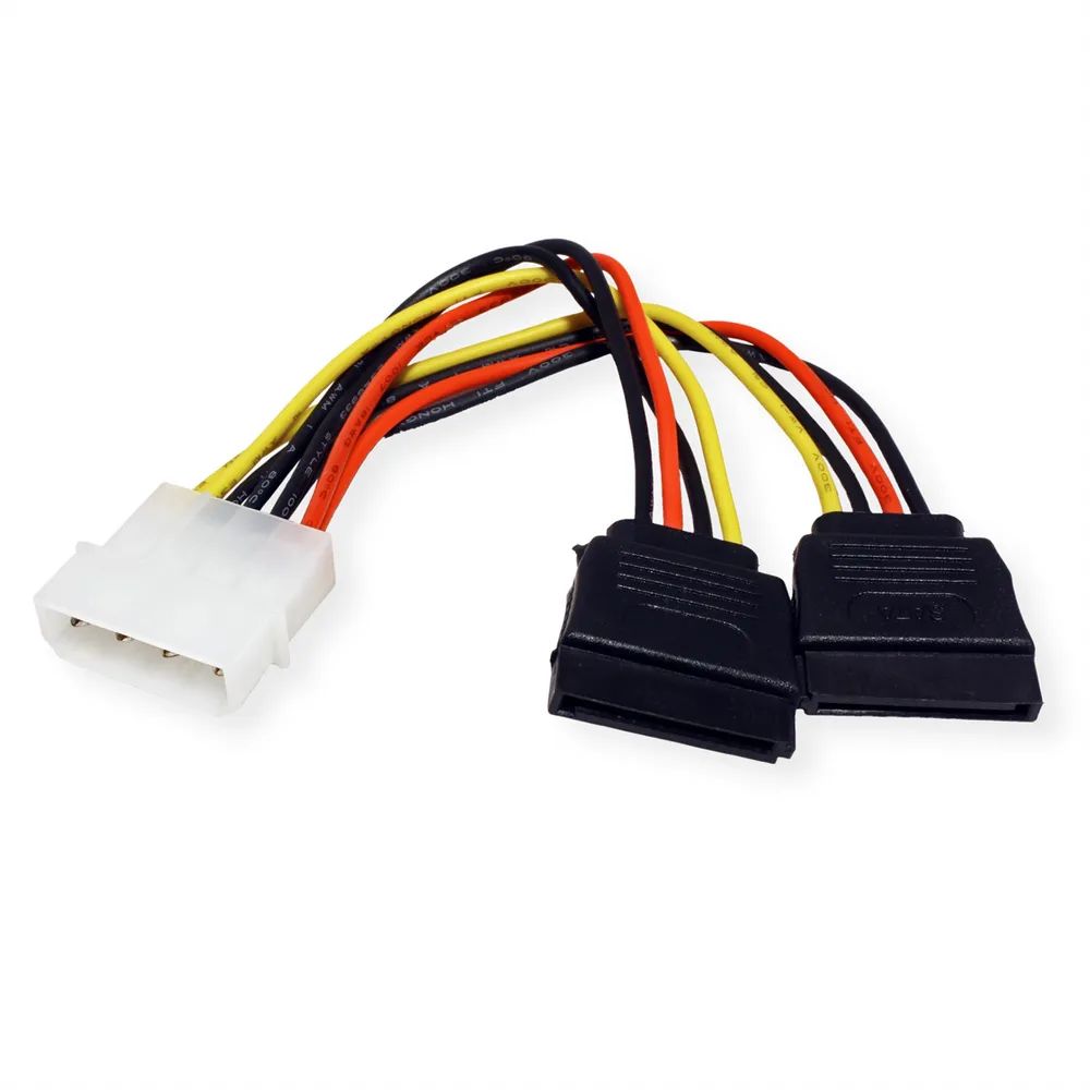 ROLINE Y-Adapterkabel 4 pol. HDD / 2x SATA, 0,12 m
