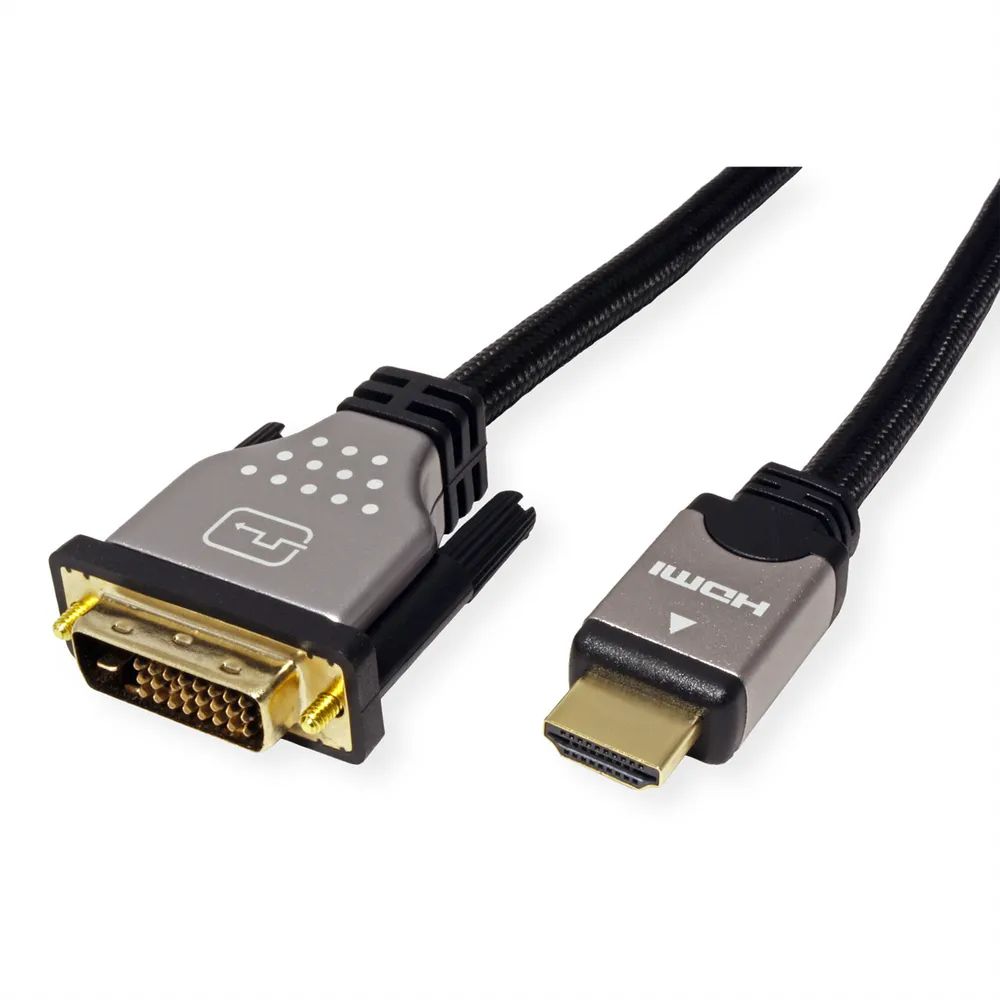 ROLINE Monitorkabel DVI (24+1) - HDMI, ST/ST, schwarz / silber, 5 m