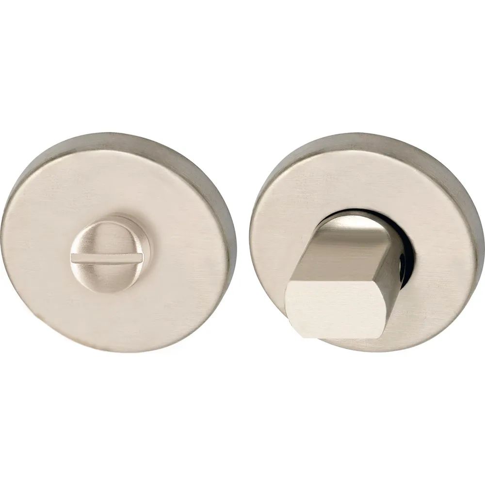 MARCHESI WC - Rosette ø 52, H: 10 mm, Schlitzkopf u. Drehknopf, Edelstahl matt