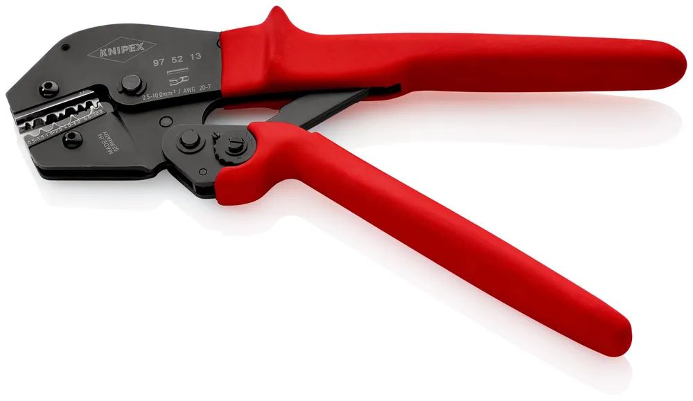 KNIPEX Crimpzange auch für Zweihandbedienung mit rutschhemmenden Kunststoff-Hüllen brüniert 250 mm
