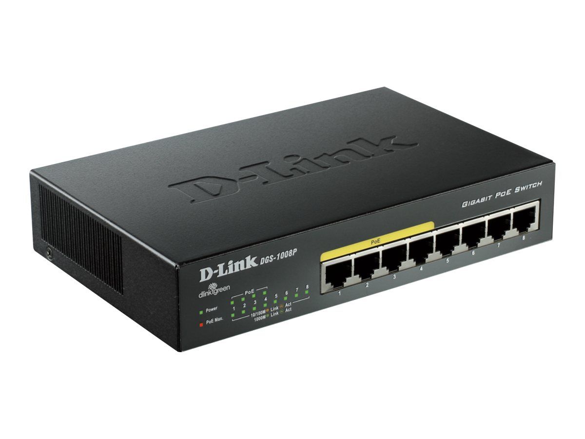 D-Link DGS 1008P - Switch - unmanaged - 4 x 10/100/1000 (PoE)