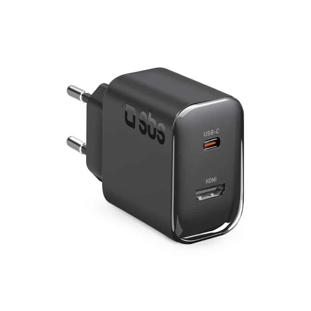 SBS Netzlader, 1x USB-C PD 30W, mit HDMI-Anschluss für Screen Mirroring auf einem Monitor