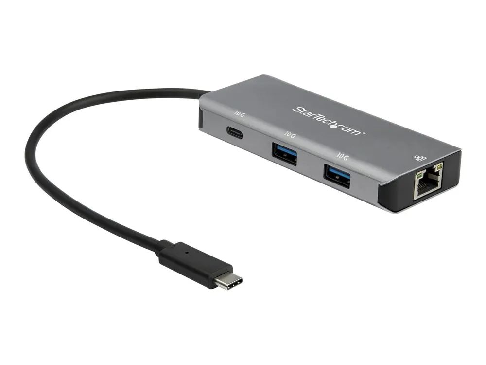 StarTech.com HB31C2A1CGB 3-Port-USB-C-Hub (mit LAN-Anschluss , 10 Gbit/s, 2x USB-A und 1x USB-C, 25 cm Hostkabel)