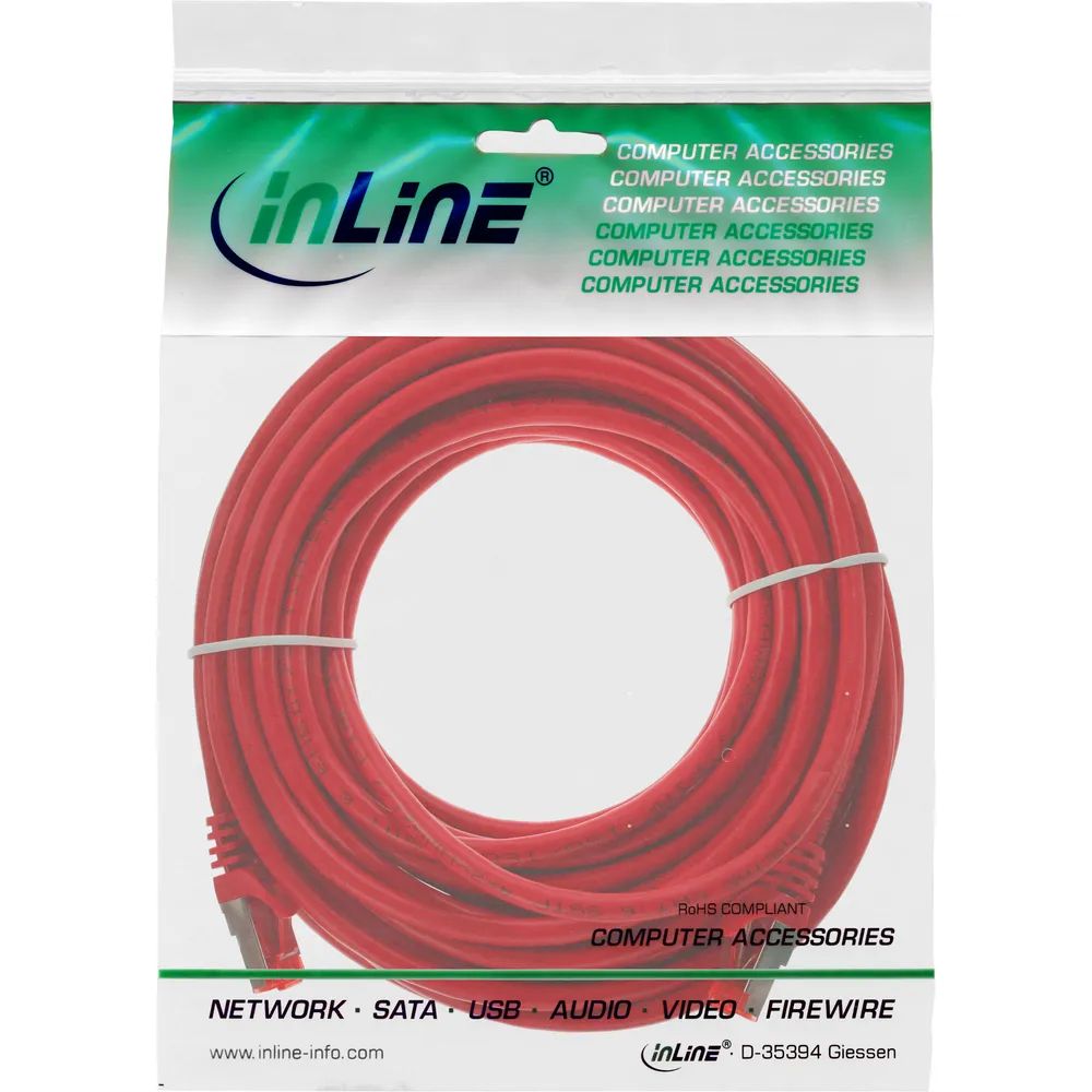 InLine Patchkabel - S/FTP (PiMf) - Cat.6 - 250MHz - PVC - Kupfer - rot - 25m