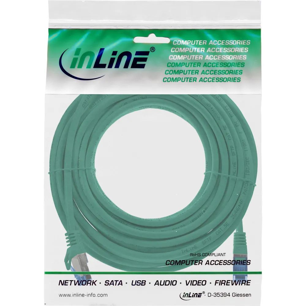 InLine Patchkabel - Cat.6A - S/FTP - TPE (LSZH) - CCA - grün - 7,5m