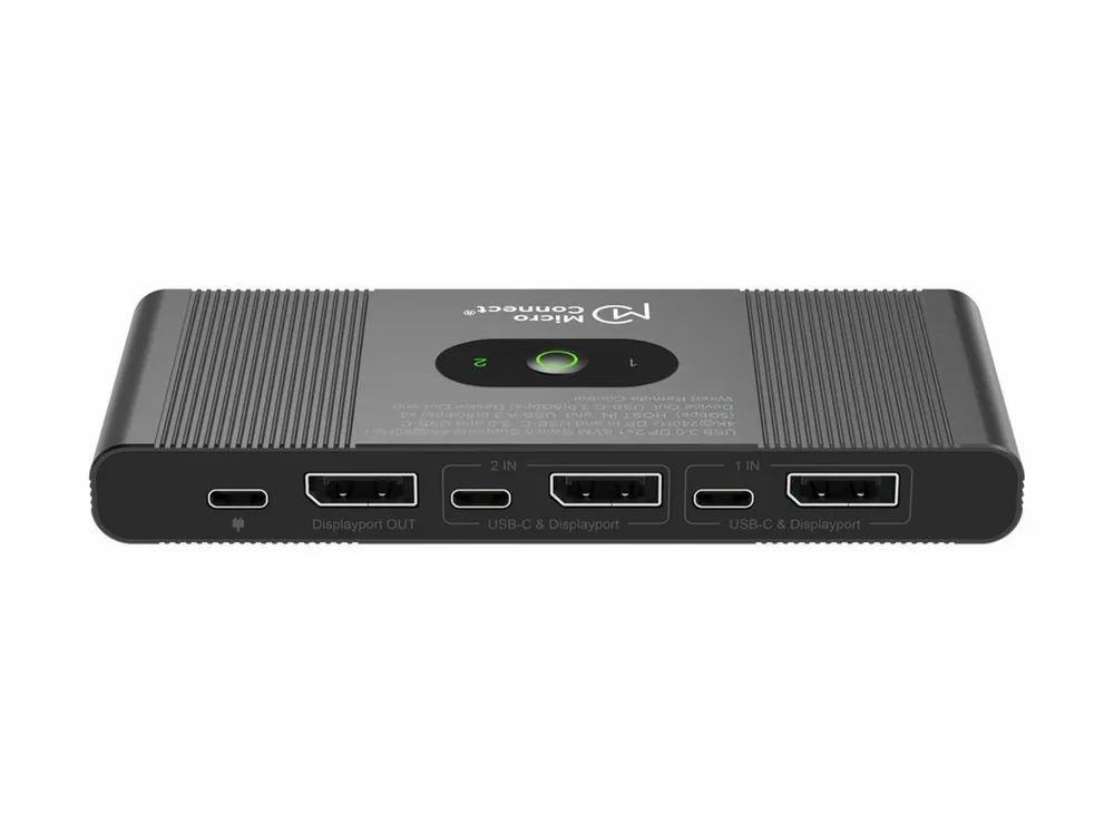 MicroConnect Displayport & USB-C KVM Switch - KVM-Umschalter - 2-Port