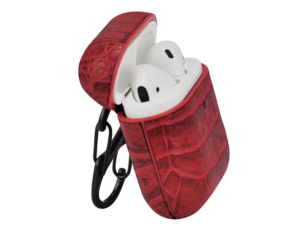 TerraTec Air Box - Tasche für Kopfhöhrer - Polycarbonat - Croco Red - für Apple AirPods (1. Generation, 2. Generation)