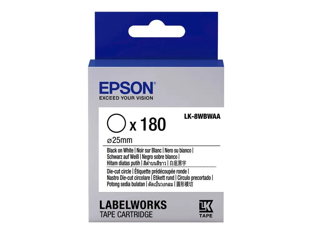 Epson LabelWorks LK-8WBWAA - Schwarz auf Weiß - 25 mm rund 180 Etikett(en) (1 Rolle(n)
