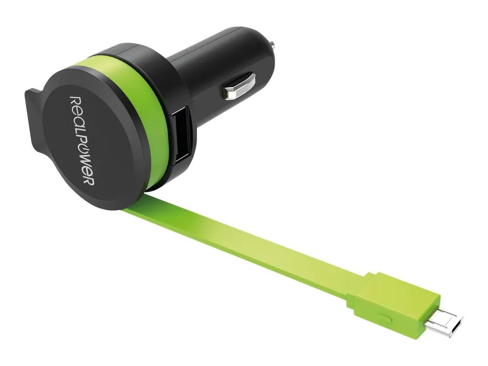 RealPower Auto-Netzteil - 4.8 A - 2 Ausgabeanschlussstellen (USB, Micro-USB Typ B)