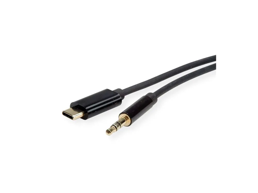 ROLINE Adapter USB-C auf Klinkenstecker - 24 pin USB-C männlich umkehrbar zu mini-phone stereo 3.5 mm männlich