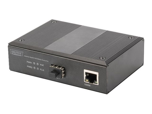 DIGITUS 10/100/1000Base-TX (PoE) zu 1000Base-FX Industrieller Medienkonverter