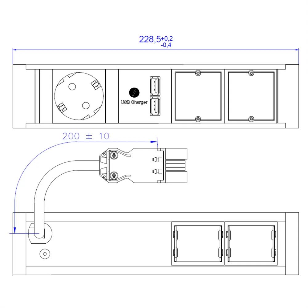 BACHMANN VENID 2x Schutzkontakt, 2x ABD 1x USB-Charger, schwarz