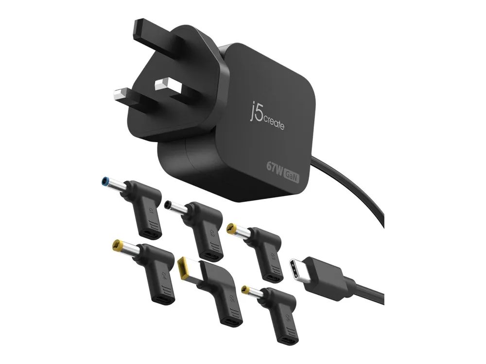 j5create JUP1565DCF-FN - Netzteil - GaN, mit 3 DC-Anschlusstypen - 67 Watt - PD (USB-C)
