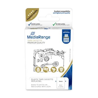 Media Range MediaRange Kunststoff Schriftbandkassette 18mm x 8m TZ-241 schwarz auf weiß