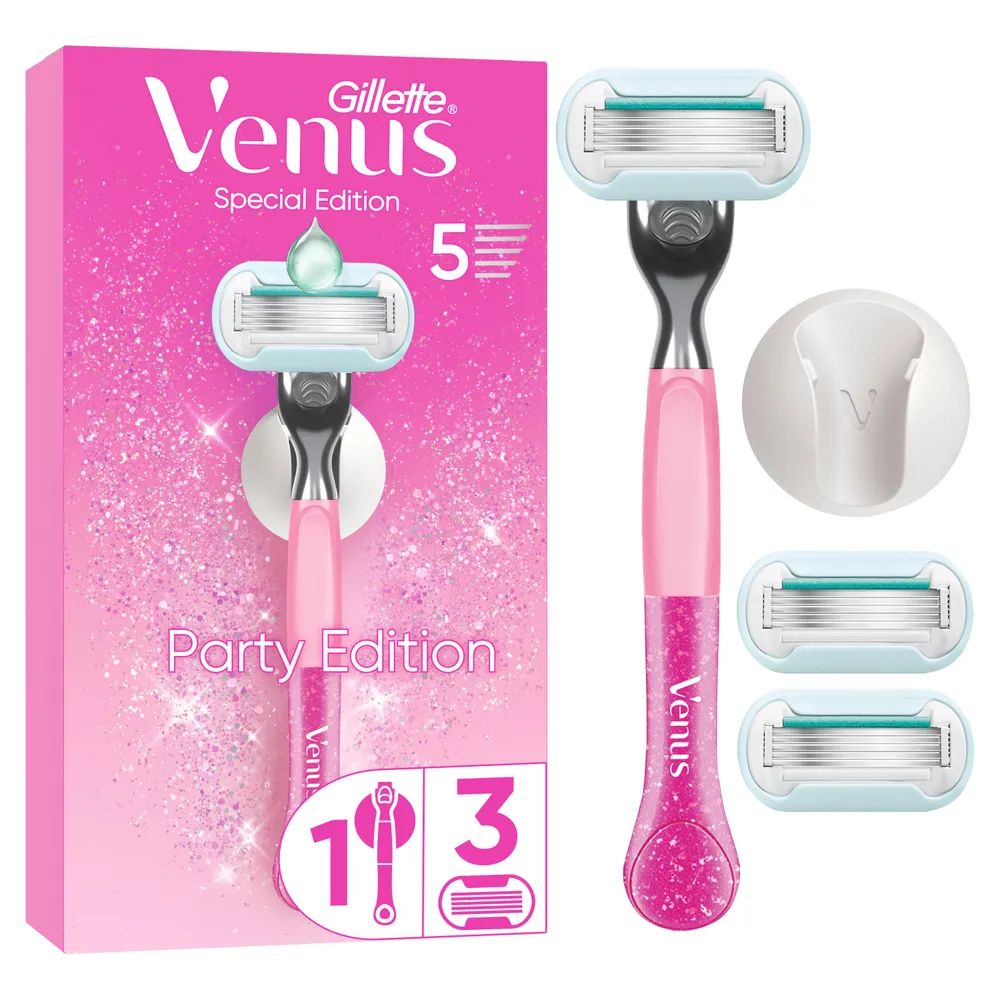 Gillette Venus Pro Smooth Sensitive Party Rasierapparat mit 3 Klingen + Duschhänger