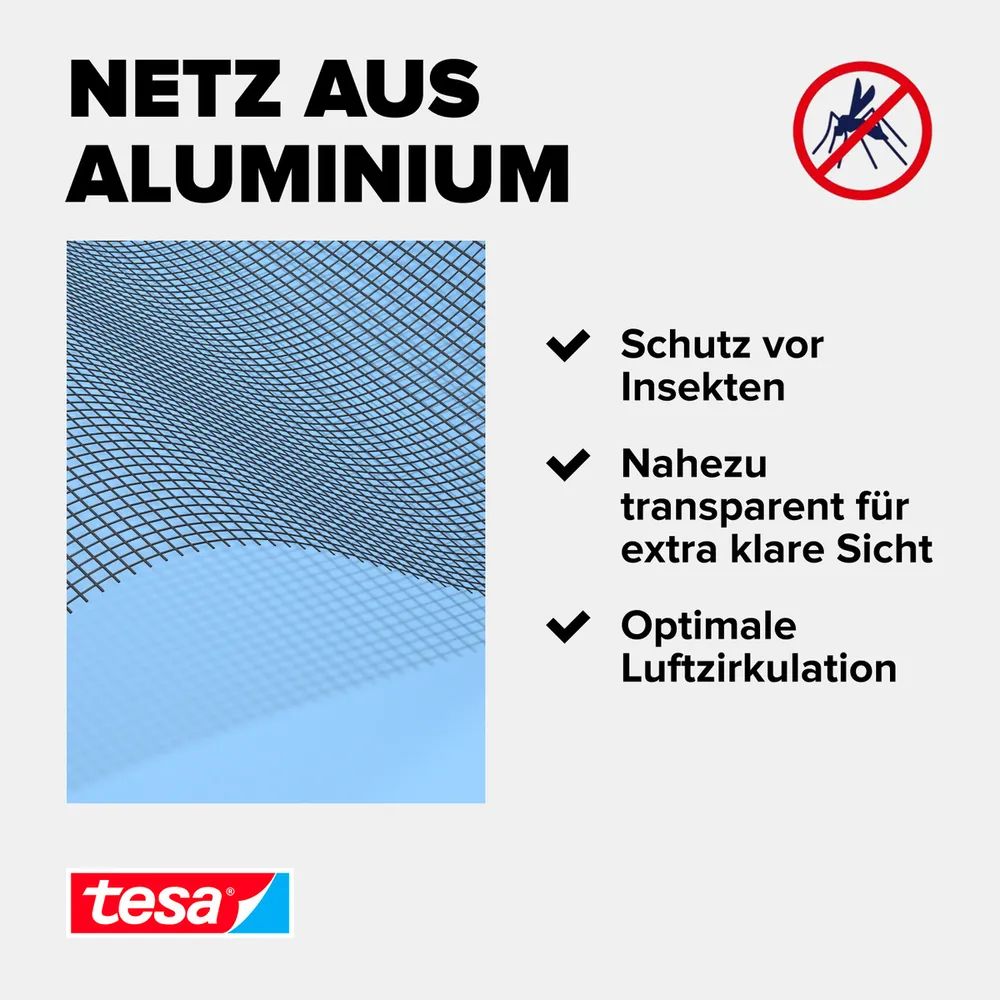 t﻿esa® Ersatz-Fliegengitter Aluminium, grau, 1,00 x 1,20m
