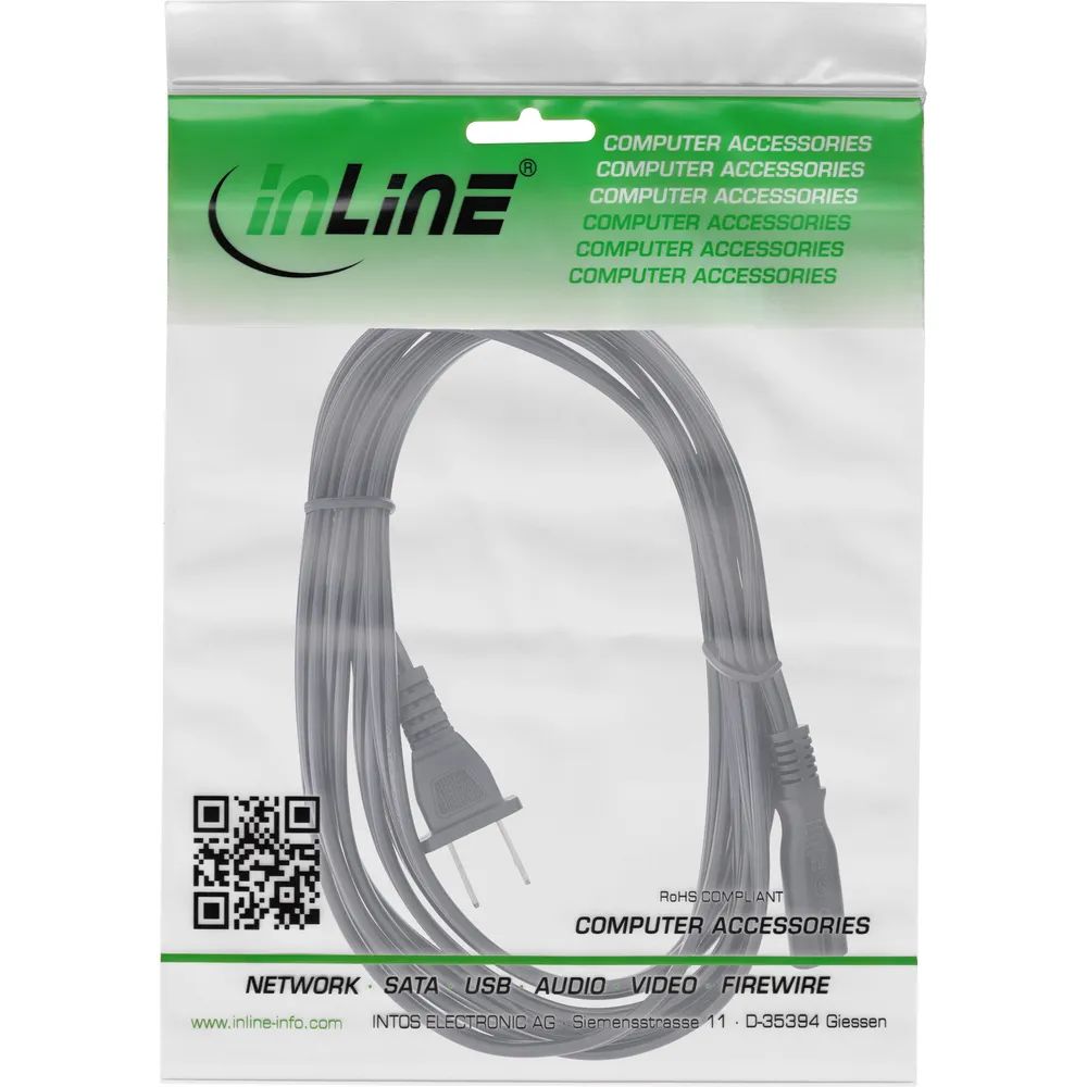InLine Netzkabel - Netzstecker USA auf Euro 8 C7 Stecker - 1m