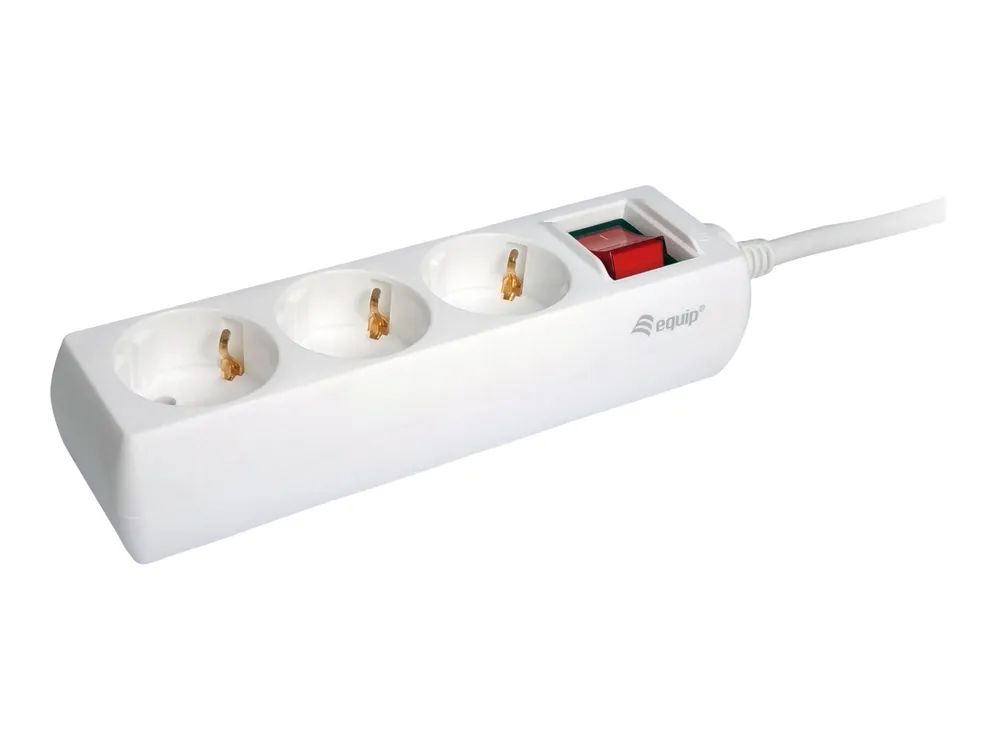 Equip Life - Version 1 - Steckdosenleiste - Wechselstrom 250 V - 3500 Watt - Eingabe, Eingang Typ F - Ausgangsanschlüsse: 3 (3 x Strom Typ F)