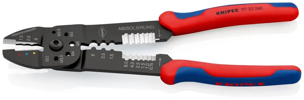 KNIPEX Crimpzange mit Mehrkomponenten-Hüllen schwarz lackiert 240 mm