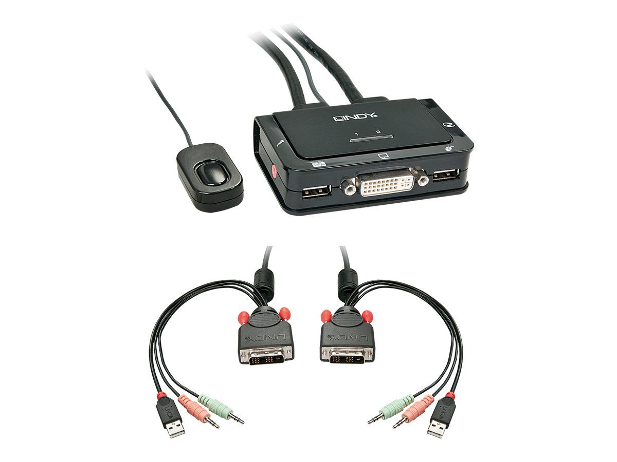 Lindy Compact 2 Port KVM Switch - KVM-/Audio-/USB-Switch