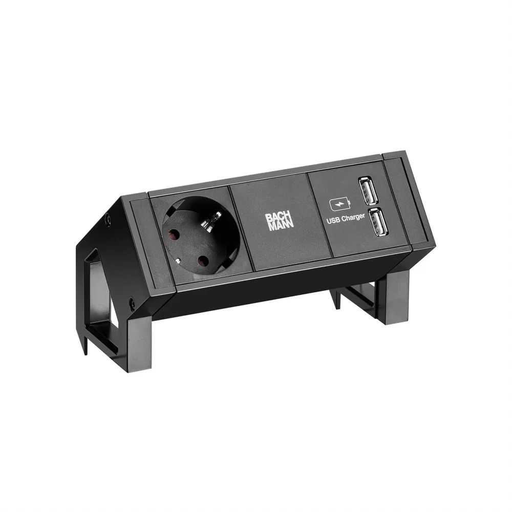 BACHMANN DESK2 1x Schutzkontakt 1x USB-Charger , schwarz