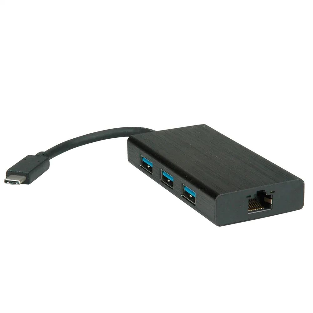 VALUE USB 3.2 Gen 1 Typ C zu Gigabit Ethernet Konverter + Hub