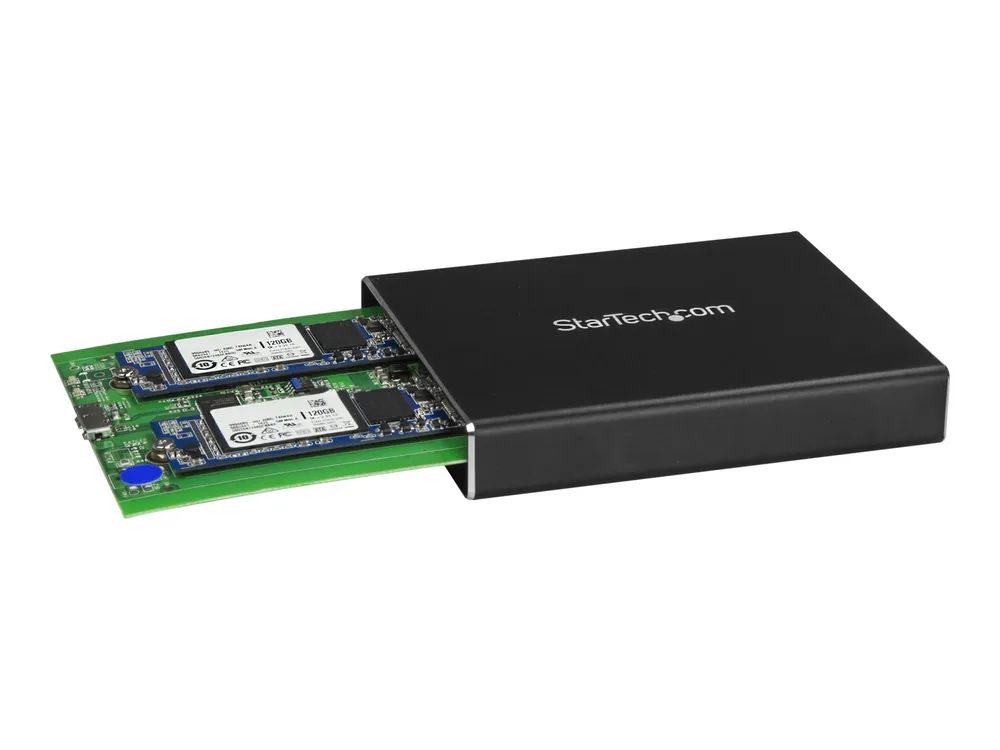 StarTech.com SSD Festplattengehäuse für zwei M.2 Festplatten - USB 3.1 Type C - USB C Kabel - USB 3.1 Case zu 2x M2 Adapter - Flash-Speicher-Array - 2 Schächte - USB 3.1 (extern)