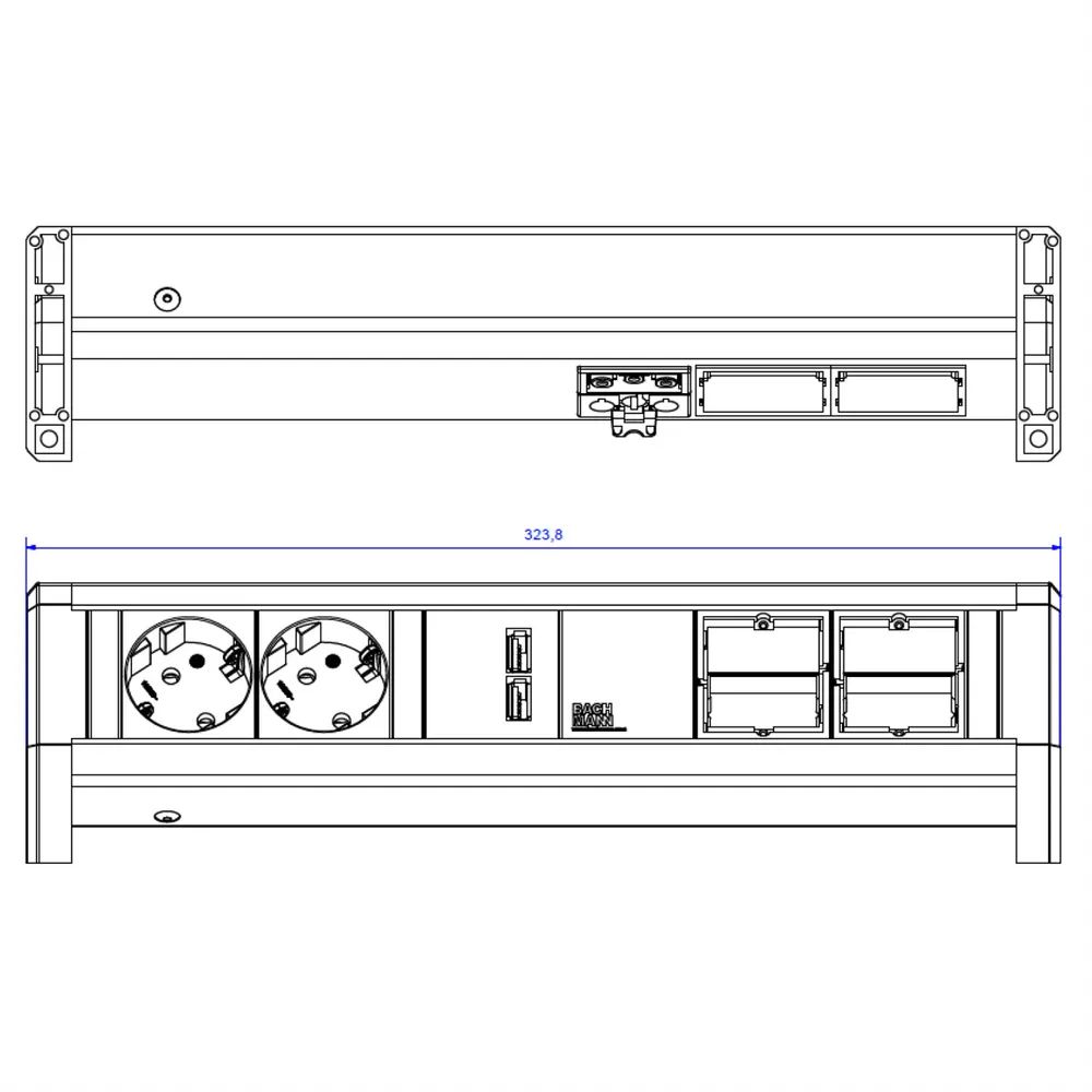 BACHMANN DESK 2x Schutzkontakt 1x USB Charger 2x ABD GST18