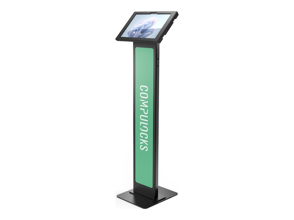 Compulocks Surface Pro 8-11 Apex Enclosure Brandable Floor Stand - Aufstellung - für Tablett - Branding-fähig - verriegelbar - Metallrahmen - Schwarz - Bildschirmgröße: 33 cm (13")