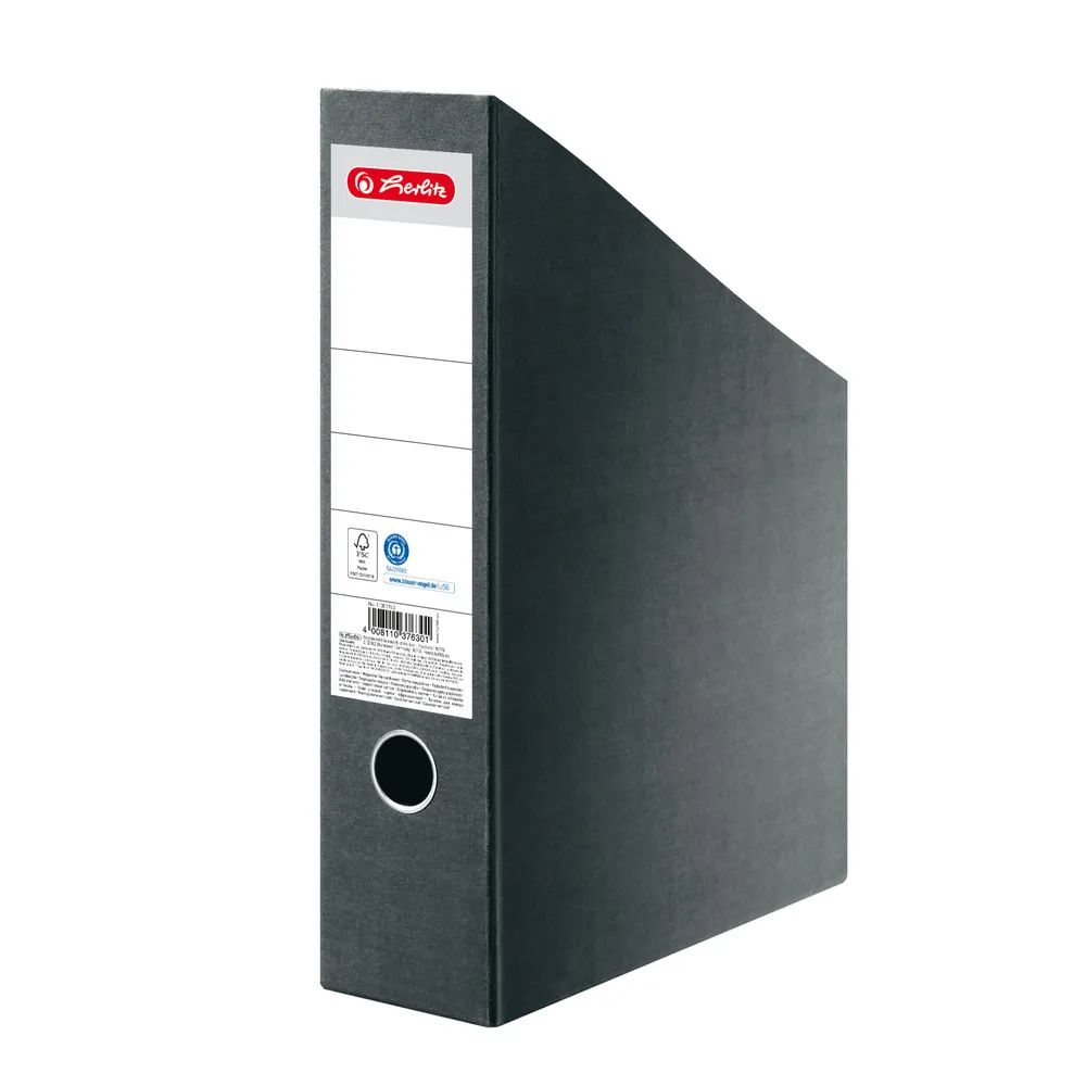 herlitz Stehsammler, A4-C4, Hartpappe, Rückenbreite 7,5cm, Recycling, grau genietet