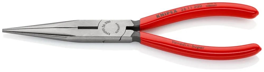KNIPEX Flachrundzange mit Schneide (Storchschnabelzange) mit Kunststoff überzogen schwarz atramentiert 200 mm