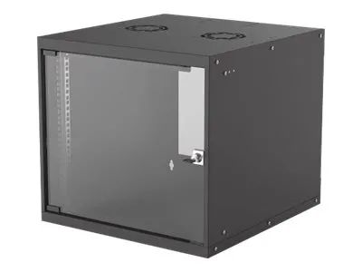 Intellinet Network Cabinet, Wall Mount (Basic), 9U, Usable Depth 500mm/Width 485mm, Black, Flatpack, Max 50kg, Glass Door, 19", Parts for wall installation (eg screws and rawl plugs)