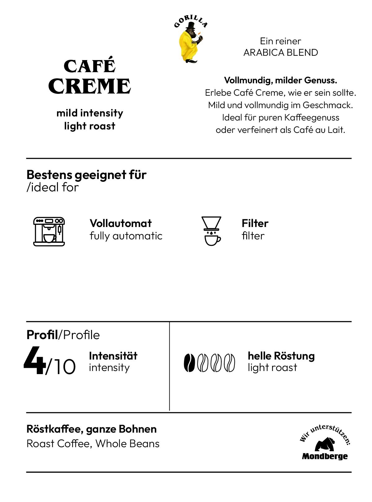 Joerges Kaffee Gorilla Cafe Creme blau, 1kg