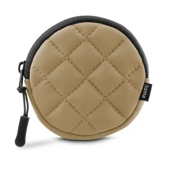 Hama Kopfhörertasche für In-Ear und Zubehör, Karabiner, rund, Organizer, Beige