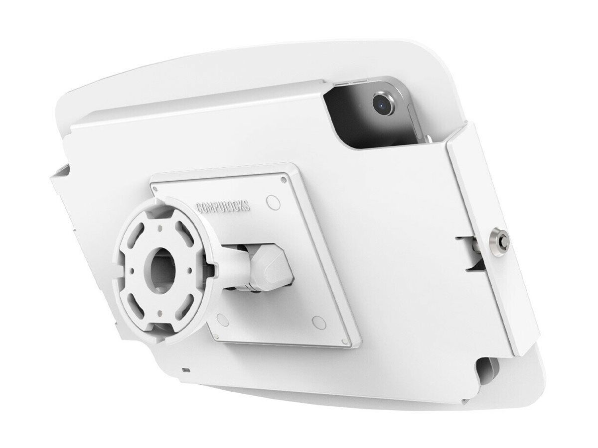 Compulocks iPad 10th-11th (A16) Gen Space Enclosure Bow Tilting Wall Mount White - Befestigungskit (Gehäuse, Kippbare Wandhalterung)