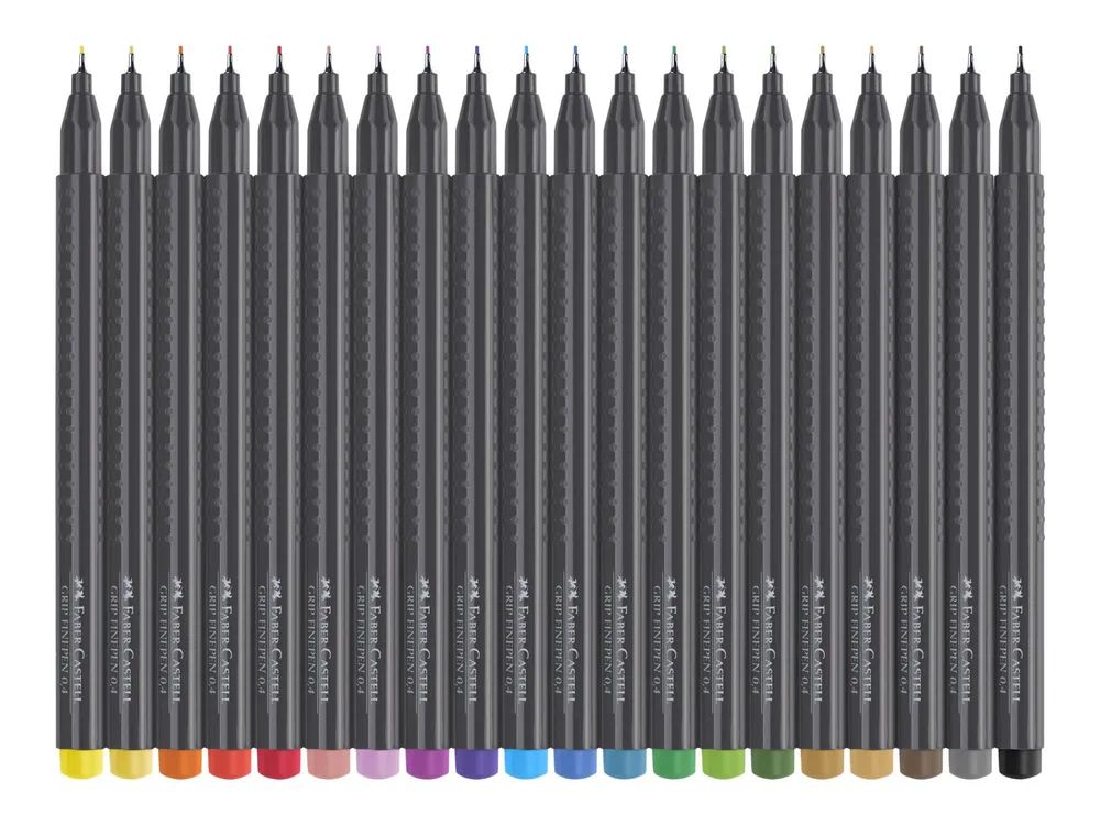 FABER-CASTELL GRIP - Fineliner - verschiedene Farben - wasserbasierte Tinte - 0.4 mm (Packung mit 20)