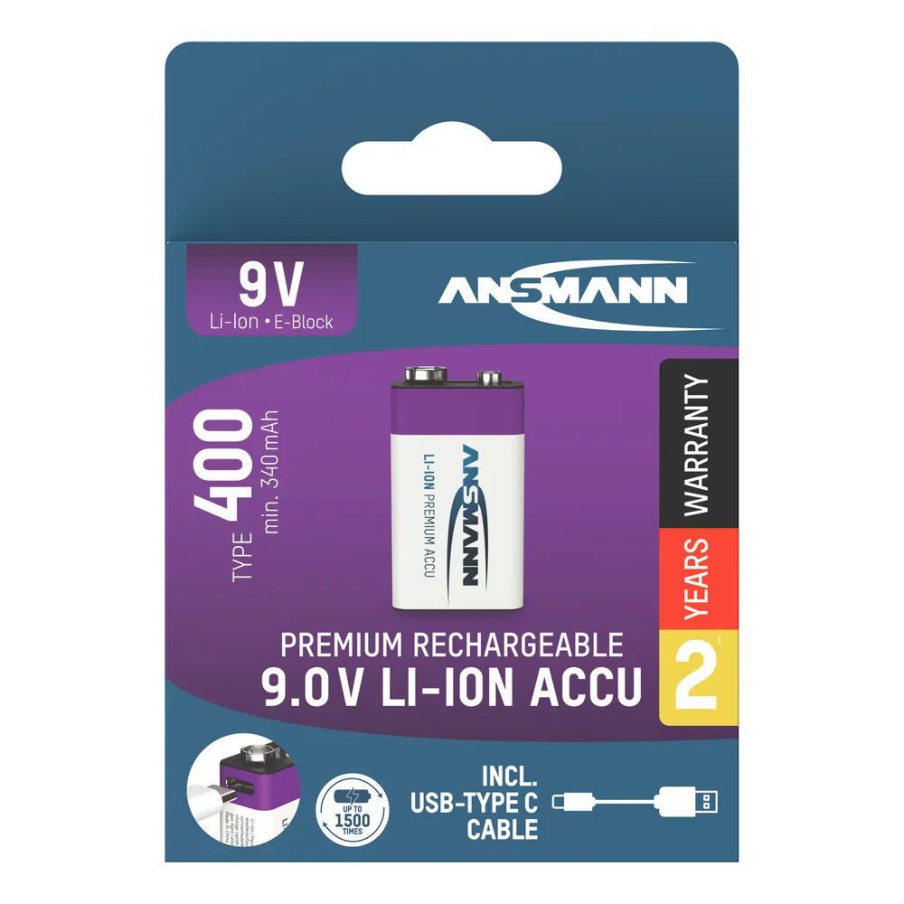 Ansmann E-Block USB-C Akku Li-Ion 1 St. - - Block - Akku - 9V-Block