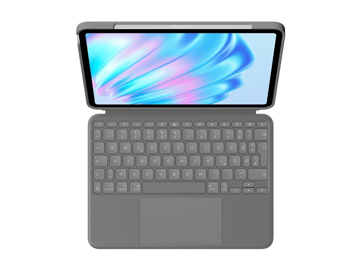 Logitech Combo Touch - Tastatur und Foliohülle - mit Trackpad - hintergrundbeleuchtet - Apple Smart connector - QWERTY - US International - Oxford Gray - für Apple 13-inch iPad Air (M2, M3)